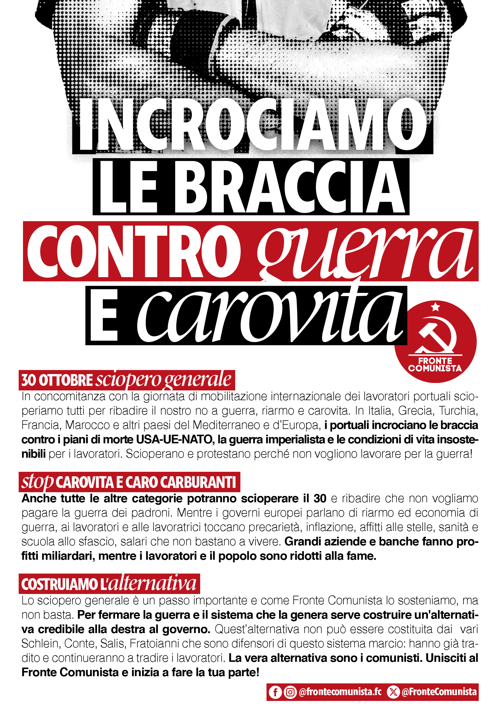 Incrociamo le braccia contro guerra e carovita